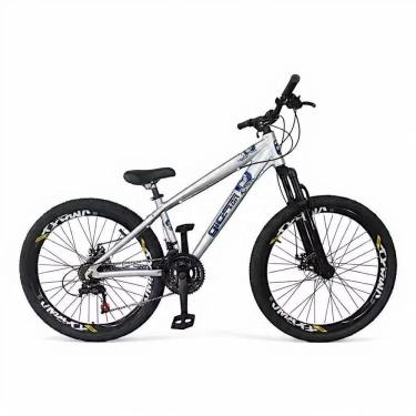 Imagem de Bicicleta Gios 4TRIX-FRX-EVO Mountain Bike Aro 26 Alumínio 21 Velocidades Freio a Disco Prata Azul