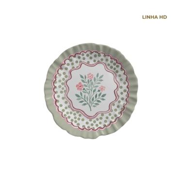 Imagem de Prato de Sobremesa Bolinha Nina Flowers Design Floral Elegante para Mesa Posta Maison Blanche