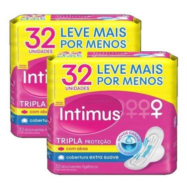 Imagem de kit 2 ABSORVENTE FEMININO EXTERNO INTIMUS EXTRA SUAVE COM ABAS TRIPLA 