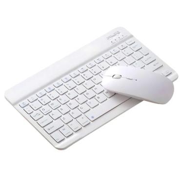 Imagem de Kit Teclado e Mouse Sem Fio Branco Ergonômico Silencioso para Computad