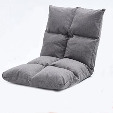 Imagem de Diumy Cadeira de chão Lazy ajustável, 6 posições, cadeira preguiçosa de tatame com suporte para as costas, almofadas de assento de vídeo acolchoadas dobráveis para adultos em ambientes internos - preta 52 x 55 x 55 cm (20 x 22 x 22 polegadas)