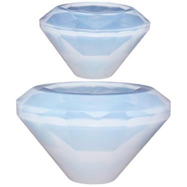 Imagem de FUNSHOWCASE Molde de silicone para joias de diamante facetado grande e pequeno, para argila de polímero, artesanato, resina epóxi