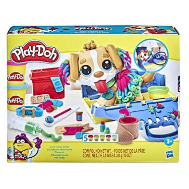 Imagem de Play-Doh Conjunto de Massinha Veterinário Pet Shop, kit com 5 potes de massa de modelar e acessórios, para crianças acima de 6 anos