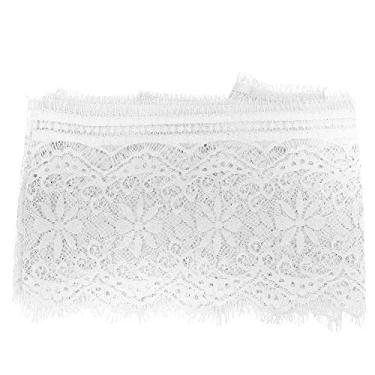 Imagem de Fita de renda de 3 jardas, largura de 14,5 cm poliéster seda bordada, renda, clássico, longo, bordado, bordado, fitas, acessórios de costura DIY para vestido de casamento roupas de festa (branco)