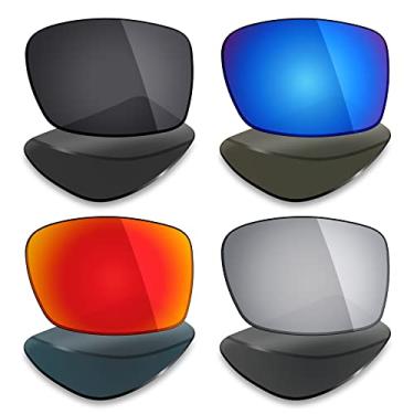 Imagem de Mryok 4 pares de lentes polarizadas de substituição para óculos de sol Costa Del Mar Reefton – preto furtivo/vermelho/azul gelo/titânio prateado