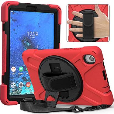 Imagem de Tablet protetor PC Capa Capa de tablet para Lenovo Tab M8 8inch TB-8705F, Crianças do corpo inteiro caixa de choque à prova de choque com alça de mão/alça de ombro rotativa kickstand (Color : RED)