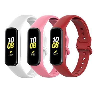 Imagem de 3 Pulseiras De Silicone Marca 123Smart Compatível com Fit 2 R220 - Rosa/Vinho/Branco