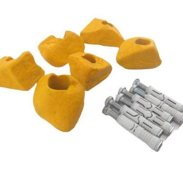 Imagem de Kit 6 Agarras Escalada Tamanho M Realrocks Alvenaria Amarelo