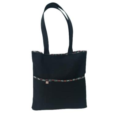 Imagem de Bolsa sacola feminina em lona dupla face unissex