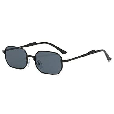 Imagem de Óculos de sol masculinos estreitos moda retangular feminino metal óculos de sol de luxo Óculos Masculino Óculos UV400,Preto,A