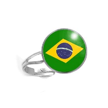 Imagem de Anel Bandeira do Brasil Verde e Amarelo Unissex e Ajustável
