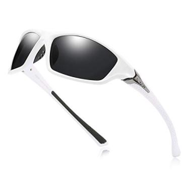 Imagem de DUBERY Óculos de sol masculinos com lentes polarizadas 100% proteção UV para dirigir ciclismo pesca D120, A 1-branco/preto, Normal