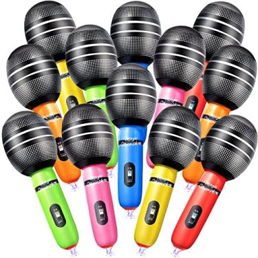 Imagem de Sumind 30 Pcs Inflatable Microphones 9.4 Inch Blow up Plastic Fake Microphone Props Toys for Karaoke Musical Concert 80s 90s Singer Birthday Party Christmas Cosplay Stage Decoration Supplies