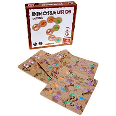 Imagem de Dominó Dinossauros Brinquedo de Crianças, Madeira, Multicolor