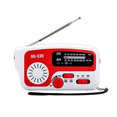 Imagem de Aparelho de rádio, Moniss RD-639 Rádio AM FM Portátil Rádio Solar de Emergência ao Ar Livre Rádio Manivela com Lanterna LED Alarme SOS Bateria 1200mAh Saída USB