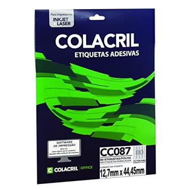 Imagem de Etiqueta Adesiva Colacril, Ink-Jet / Laser Carta, CC087, Branco, 12.7 x 44.45 mm, envelope com 10 fls-800 etiquetas