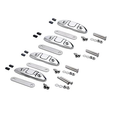 Imagem de Thorn Suporte dobrável para barco, suporte para doca de 11,8 cm de aço inoxidável 316 de grau marinho com placa traseira pacote com 4