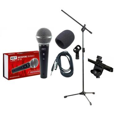 Imagem de Microfone Com Fio Mxt M58 Dinamico + Espuma E Pedestal