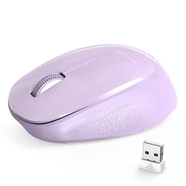 Imagem de Trueque Mouse sem fio E702 2,4 GHz portátil para computador com receptor USB, mouse silencioso confortável para laptop, Chromebook, PC, notebook, desktop, Windows, Mac (Roxo)