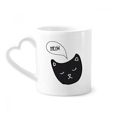 Imagem de Cabeça de gato preta Mewing Caneca de animal café cerâmica copo de coração de vidro