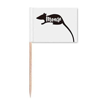 Imagem de Mouse preto e branco animal palito bandeiras marcadoras decoração de festa