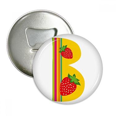 Imagem de B Alfabeto Ilustração de Morango Padrão Abridor de Garrafas Imã de Geladeira Emblema Multifuncional