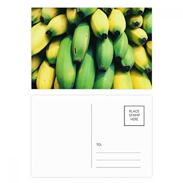 Imagem de Conjunto de cartão postal de aniversário com imagem de banana amarela frutas frescas cartão de agradecimento
