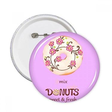 Imagem de Flor donut sobremesa comida doce alfinetes redondos crachá botão emblema acessório decoração 5 peças
