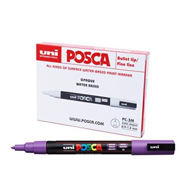 Imagem de POSCA, UNI, Caneta Marcador PC-3M, Ponta Fine, traço de 0,9mm a 1,3mm, Violeta, Caixa com 6 Unidades
