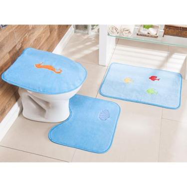 Imagem de Kit De Banheiro Infantil Menino Azul 3 Peças Antiderrapante - Guga Tap