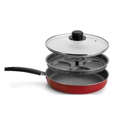 Imagem de Panela Frigideira para 4 Ovos Antiaderente Com tampa