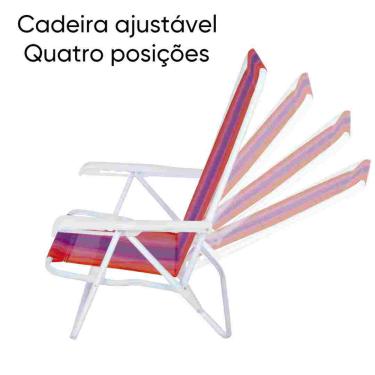 Imagem de Cadeira de Praia Reclinável 4 Posições Aço Reforçado 100 kg