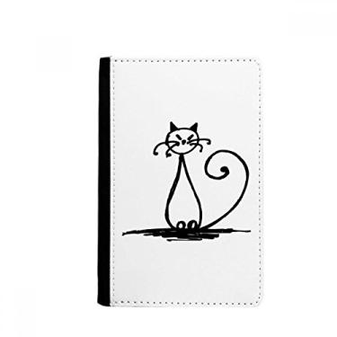 Imagem de Porta-passaporte Curly Tail Cat Smile Sit Line Notecase Burse capa carteira porta-cartões
