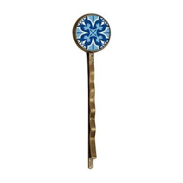 Imagem de Marrocos Decorativa Flor Azul Ilustração Retrô Metal Cabelo Bobby Pin Headwear
