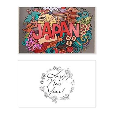 Imagem de I Love Japan Asia Culture Pattern New Year Festival Greeting Card Bless Message Gift
