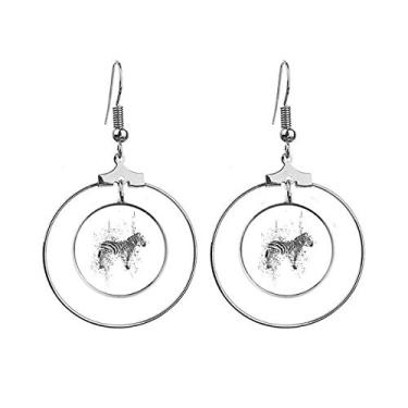 Imagem de Brincos Mexican Pinto Simples Preto e Branco Pendente Argola Joias Círculo Drop