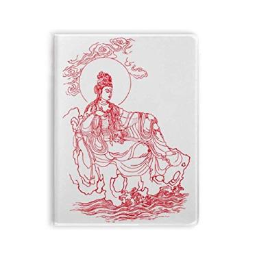 Imagem de Diário de capa macia com estampa de guanyin vermelho budismo
