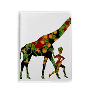 Imagem de Diário de capa macia para notebook de girafa africana feminina negra aborígene