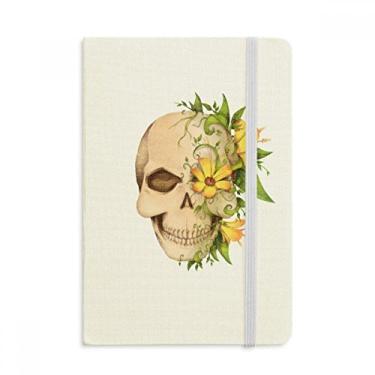 Imagem de Caderno de ilustração de esqueleto de flor com caveira, capa dura de tecido oficial diário clássico