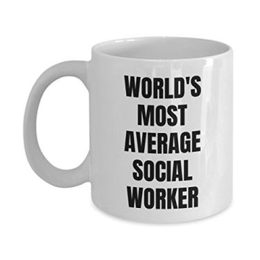Imagem de Caneca de assistente social - Xícara de café - Trabalhador social mais médio do mundo - Presentes de assistente social