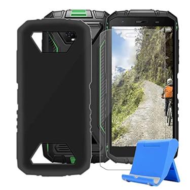 Imagem de Ikiiqii Capa para celular Doogee S41 Pro (5,5 polegadas) + filme temperado, preta, antiderrapante, silicone líquido, antiarranhões com proteção completa