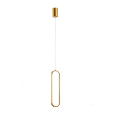 Imagem de Pendente Oval Dourado 40cm Led 18W 3000K Bivolt