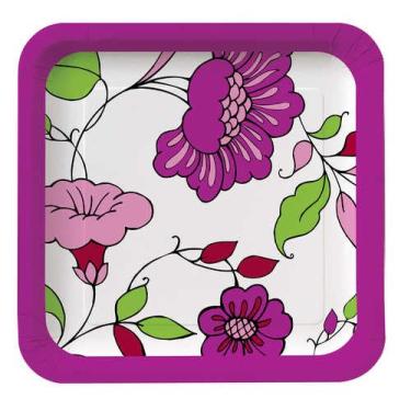 Imagem de Pratos de jantar de papel quadrados, Plumeria