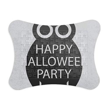 Imagem de Decoração de quadro de quebra-cabeça de coruja de desenho preto simples Halloween