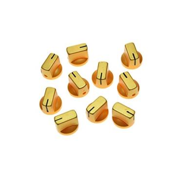 Imagem de KAISH 10 peças Pedal de efeito AMP para guitarra, botão de ponteiro com parafuso de conjunto dourado