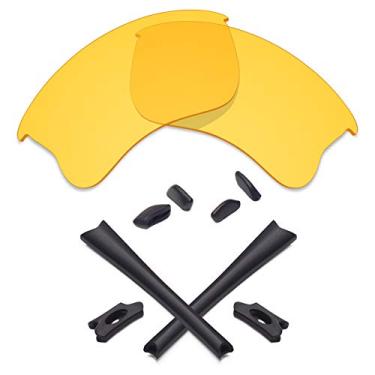 Imagem de Lentes de reposição e kits de borracha Mryok para óculos de sol Oakley Flak Jacket XLJ – Opt, Hd Yellow No Polarized Lenses & Black Rubber Kits, One Size