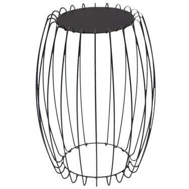 Imagem de Mesa Apoio Lateral 43 cm Tampo Vidro Preto Base Metal Preto Nacc