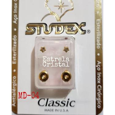 Imagem de Brinco Studex Classic 4Mm Tiffany Cristal Medio Dourado