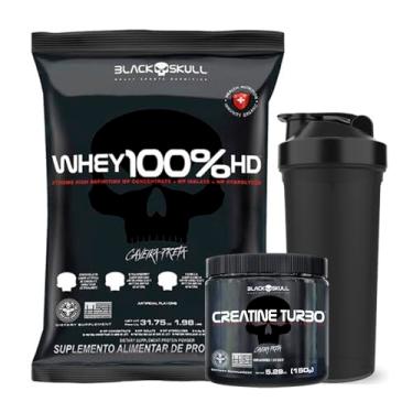 Imagem de Kit Whey 100% HD Refil 900g + Creatine Turbo 150g + Coq - Black Skull (CHOCOLATE)