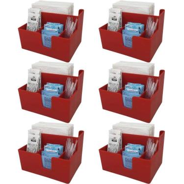 Imagem de Kit 6 Porta Sachês Guardanapos Açúcar Organizadores Bancada Vermelho